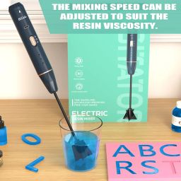 Upgraded Resin Mixer, Handheld Rechargeable Mixer with Minimizing Bubbles,Epoxy Resin Mixer for Resin, Silicone Mixing, Resin Molds, DIY Crafts (Included 4 pcs Paddles) Blue image 2