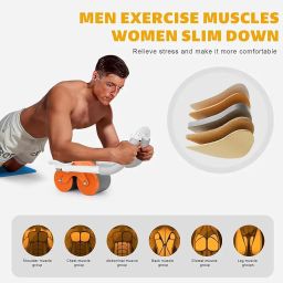 Crotomak Abs Roller Wheel Workout Automatic Rebound With Elbow Support 2 In 1 Abdominal Wheel, Abs Workout Wheel For Men & Women, Dynamic Core Trainer Plank Exercise Roller with Timer & Phone Stand image 1