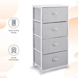 amazon basics Fabric 4-Drawer Storage Organizer Unit for Closet, White image 3
