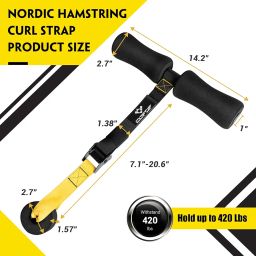 Nordic Hamstring Curl Strap - Holds 420 Pounds, Great for Hamstring Curls, Sit-ups, Spanish Squats & Ab Workout - 5 Second Setup - Home Fitness Equipment image 3