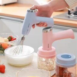 Samip 3 in 1 Wireless Garlic Chopper Portable Hand Mixer USB Rechargeable, 3-Speed Adjustable Electric Whisk Cordless Handheld Mixer for Egg Beater, Baking & Cooking Egg Beater image 3