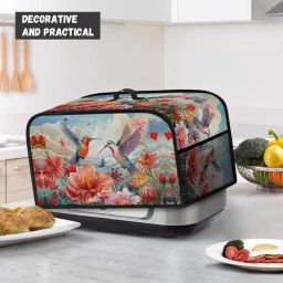 Tutolipy Slow Cooker Cover with Mesh Pocket Stain Resistant Pot Dust Cover with Top Handy Handle Keep Your Kitchen Appliances Tidy after Every Use, Hummingbird Floralm image 2