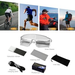 QJF smart glasses Photochromic lenses Open ear Bluetooth polarized sunglasses with voice assistant Built-in microphone and speaker Unisex For Android/iOS (Transparent color) image 2