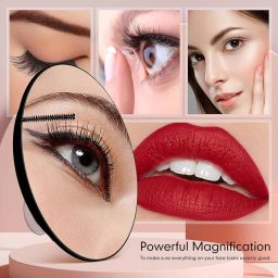 Suupvaor 10X Magnifying Mirror with 3 Suction Cups, Large 6inch Magnified Mirror 10X Travel Round Makeup Mirror with High Magnification, Make up Mirror with Tweezers Sets image 1