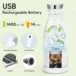 Mini Bottle Juicer | Portable 4-Blade USB Juicer | Smart Electric Juice Maker & Blender | Mini Bottle-Shaped | USB Grinder Mixer for Smoothies & Shakes (Multi-Color) image 5
