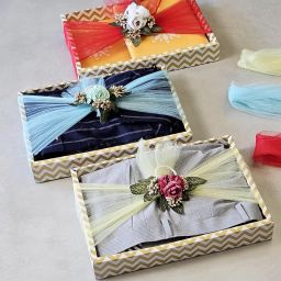 SATYAM KRAFT 6 Pcs Ready-to-use Net Band with Flower Bunch – Reusable Wedding Trousseau Packing, Trolley Bag Decoration, Crafting & DIY Projects (Multicolor) image 5