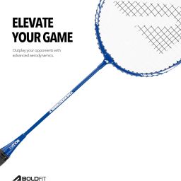 Boldfit Badminton Rackets for Beginners, Adults Aluminium Shuttle Bat with Full Cover Bag Badminton Racket for Practice & Match Lightweight Badminton Racquet with Grip Handle Shuttle Racket - Blue image 2