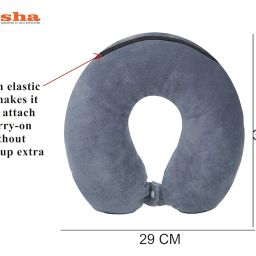 nitsha Valvet Unisex Super Hero Design U Shape Neck Pillow with Built-in Elastic Strap Makes it Easy to Attach The Pillow to a Carry-on Luggage Without Taking up Extra Space, Grey image 3