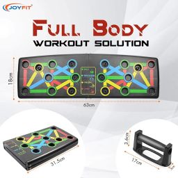 Joyfit Push Up Board -with 14-in-one Muscle Toning System, Push Up Handles, Multifunctional Colour Coded Foldable Pushup Stands for Body Muscle Training, Ideal for Men and Women (Black Push up Board) image 1