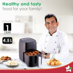 Wonderchef Neo Digital Air Fryer | Rapid Air Technology | 6 Pre-Set Menu Options | Temperature and Time Control | Automatic Shut-Off | Compact Design | 4.5 Litres | 1 Year Warranty | 1500 Watts|Black image 1