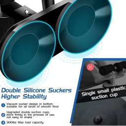 HVG TRADERS Portable Sit Up Bar For Floor Sit-Up Assistant Device with 2 Strong Suction Cups - Ab Crunch Machine - 3 Positions Exercise Equipment Abs house workout (double Suction cup black color) image 3