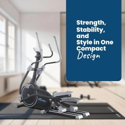 KFS FITNESS Elliptical Cross Trainer with App Connectivity, Dual-Rail System, 10Kg Flywheel, 32-Level Auto Tension, Max 135kg Load, 17" Stride, LED Console, BT Compatible with Fitness Apps - Black image 3
