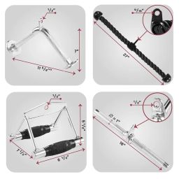 Yes4All Combo Double D Handle Cable Attachment, Tricep Rope/Tricep Pull Down Rope, Rotating Straight Bar, and V-Shaped Bar Handle image 1
