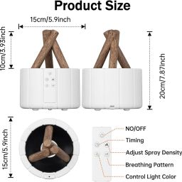 Inditradition Bonfire Shape Aromatherapy Humidifier Diffuser for Home (with Multi-Colour LED, 8 Inches Long, 250ml Tank) - White image 4