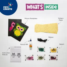 fevicreate Make Your Own Sequin Art Owl Learning Craft and DIY Kit for Kids image 4