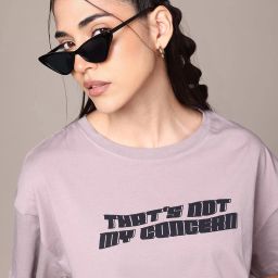 Women Printed Round Neck Pure Cotton Purple T-Shirt-image-70