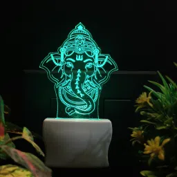GANESHA 3D Acrylic Illusion RGB 7 Colour Changing LED Plug n Play Table Lamp-12