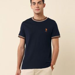 u.s. polo assn. Men Solid Round Neck Pure Cotton Blue T-Shirt-picture-26
