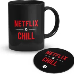 Netflix&Chill Coffee & Tea Cup With Tea Coaster Print 330 ml Ceramic Coffee Mug-image-12