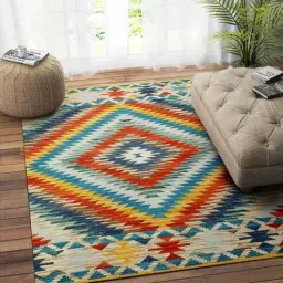 imperial knots Multicolor Wool Abstract 72 x 48 Inches Hand Woven Dhurrie-picture-44