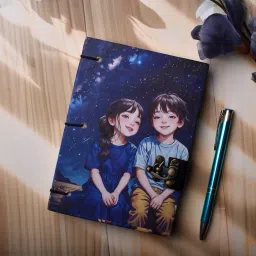 Leather Cardboard Couple Print Special Binding A5 Diary Notebook A5 Notebook Unruled 200 Pages-image-41