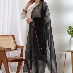 Net Embroidered Black Women Dupatta-image-69