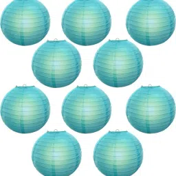 Rice Paper Ball Lamp Round Hanging Ball Paper Hanging Lantern Paper Lamp Blue Paper Hanging Lantern-image-0