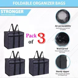 150 L Hand Duffel Bag - Multipurpose Big Heavy Duty Storage Reusable Canvas Shopper Bag(PACK OF-3) - Multicolor - Large Capacity-17