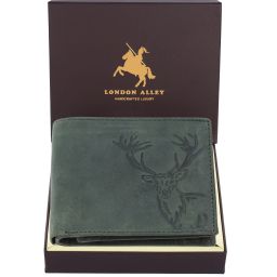Men Casual Green Genuine Leather RFID Wallet-image-108