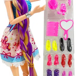 Doll For Girls with Long Hairs, Shoes Set and Beauty Set| Barbie look alike Doll-8