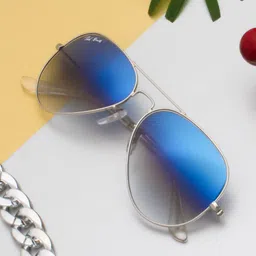 Ted Smith Unisex Blue Lens Aviator Sunglasses with UV Protected Lens AVIMAST_C21-3