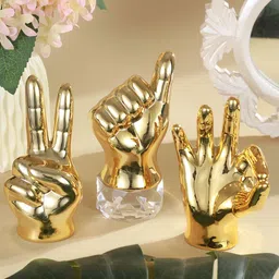 TIED RIBBONS Gold-Toned 3 Pieces Hand Sign Ceramic Showpieces-image-13