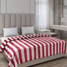 Monte Carlo Red & White Striped AC Room 290 GSM Double Bed Blanket-image-56
