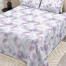 Aura Lavender & White Floral 200 TC King Bedsheet with 2 Pillow Covers-image-63