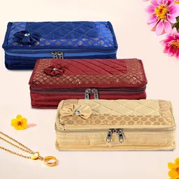 Kuber Industries Gold-Toned & Blue 3 Pieces Jewellery Organisers-image-89