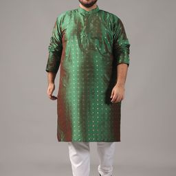 SOJANYA PLUS Size Geometric Woven Design Band Collar Straight Kurta-picture-25