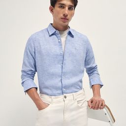 THE BEAR HOUSE Slim Fit Cotton Linen Casual Shirt-picture-14