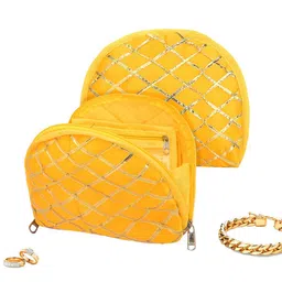 Kuber Industries Yellow Set of 2 Regular Jewellery Organiser Organisers-84