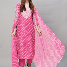 DIVASTRI Leheriya Printed Sequinned Kurta With Trouser And Dupatta-image-90