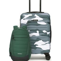 Assembly Set of 2 Camo Printed Hard Sided Cabin Trolley Bag With Backpack-image-33