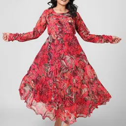 Aarya Designer Floral Print Georgette Fit & Flare Maxi Dress-33