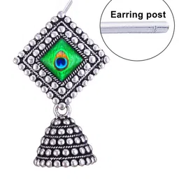 DIVASTRI Set of 5 Silver-Plated Oxidized Teardrop Shaped Jhumkas image 5