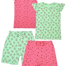 FASLA Girls Pack Of 2 Conversational Printed Round Neck T-shirt & Shorts-image-109