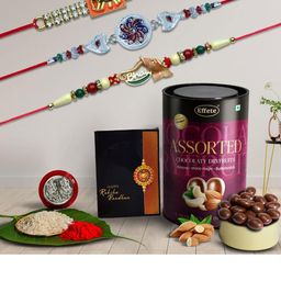 DeoDap Unisex 5 Pieces Beaded Rakhi Gift Set-image-90