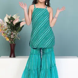 BAESD Girls Leheriya Striped Regular Kurta with Sharara-picture-18