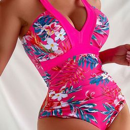 Plus Curvves Women Floral Printed One Piece Swimsuit-image-88