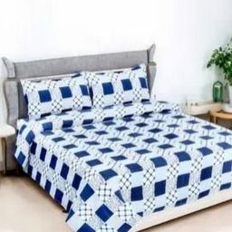 Aura Blue & White 144 TC King Bedsheet with 2 Pillow Covers-image-94
