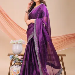 Leelavati Embellished Beads and Stones Pure Chiffon Heavy Work Saree-image-80