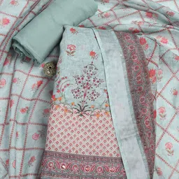 Meena Bazaar Floral Printed Sequinned Linen Unstitched Dress Material-image-45