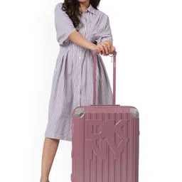 DKNY STACK LOGO Range Metallic Pink Hard 27" Medium Luggage-94
